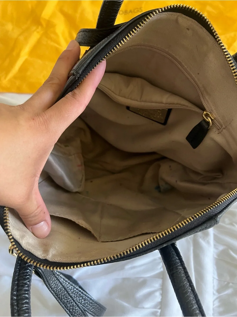 Black Pebbled Leather Top-Handle Bag